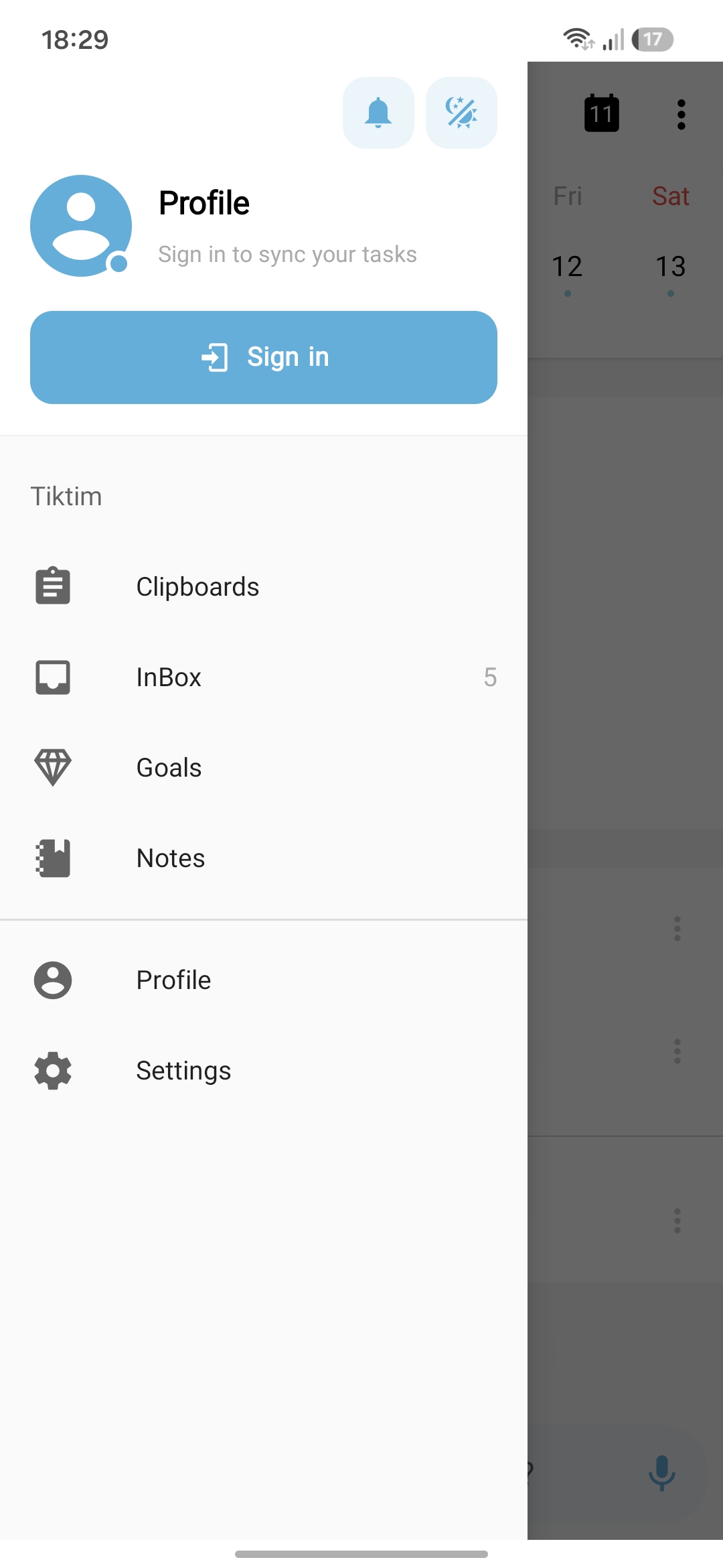 Tiktim navigation menu